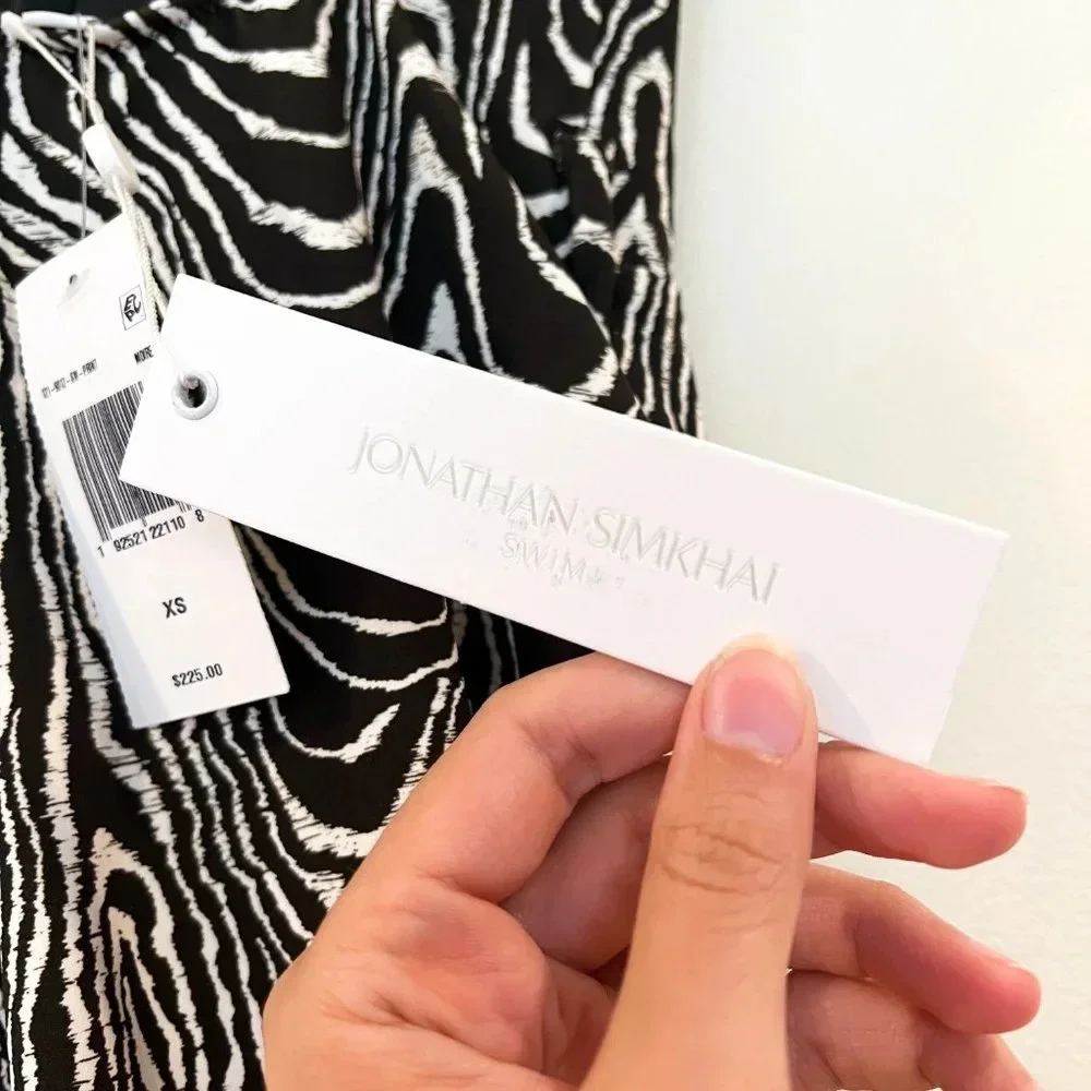 Jonathan Simkhai Animal Print One Piece Resortwear Designer Swimsuit XS NWT